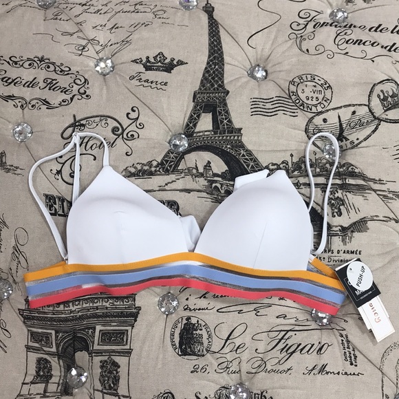 Hula Honey BandedStripe Molded PushUp BIKINI Top - Picture 2 of 8